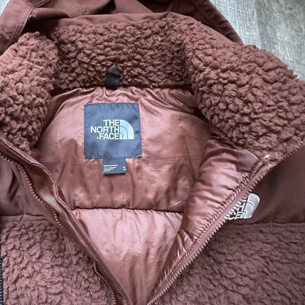 The North Face Sherpa Nuptse Down Jacket Brown Coat Mens Size X LARGE XL Pile
